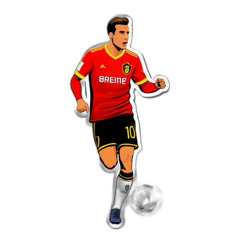 สติกเกอร์นักฟุตบอลเบลเยียมในท่าทางพร้อมเผชิญหน้าการแข่งขัน