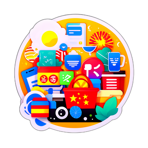 结合中国经济发展与日常生活细节的温暖插图