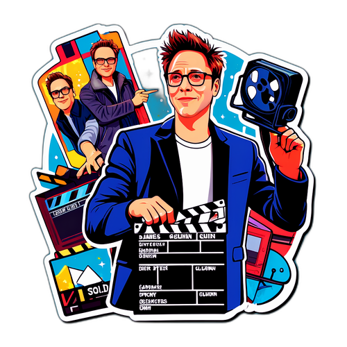 Ilustración de James Gunn como director de cine