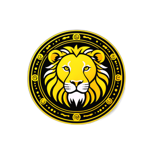 Минималистичный дизайн знака зодиака Лев с золотыми и желтыми акцентами