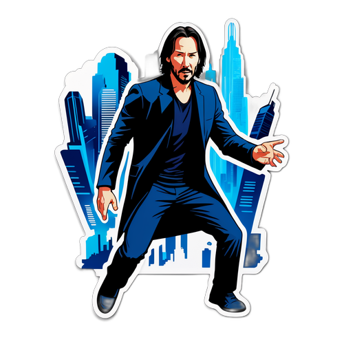 Autoadesivo di Keanu Reeves in posa d'azione