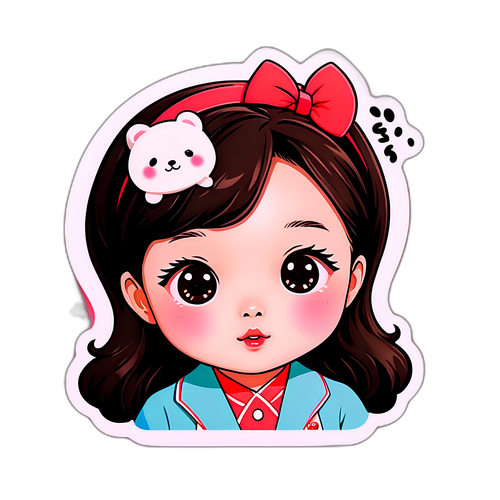 귀여운 김유정 이미지와 인기 드라마 캐릭터를 결합한 스티커 디자인