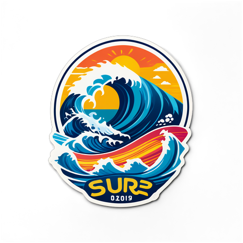 Vivez l'Aventure des Jeux Olympiques de Surf : Un Autocollant qui Évoque la Passion Marin!