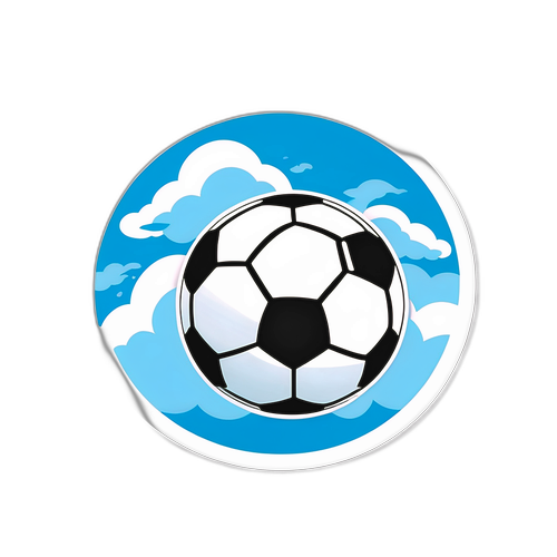 Diseño de pegatina con el cielo despejado de Nueva Inglaterra y nubes en forma de balón de fútbol
