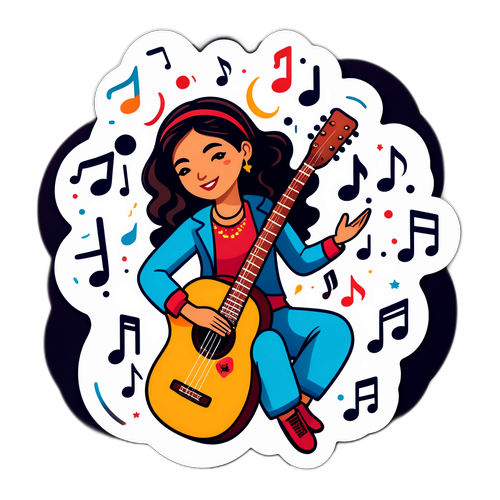 Representación artística de Belen Ludueña tocando la guitarra