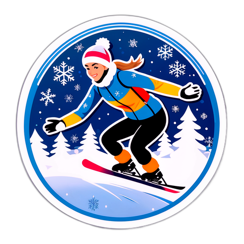 Design nálepky na zimní sporty s Kateřinou Neumannovou a sněhovými vločkami