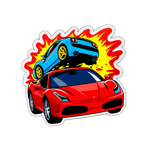 Komik na Sticker ng Pagsabog ng Ferrari
