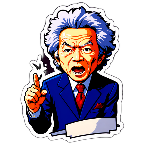 小泉純一郎の演説を描いた歴史的テーマのステッカー