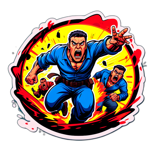 Intensiivinen hyökkäyshetki graafisessa romaanityylissä