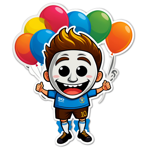Gøyal fotballfigur med ballonger