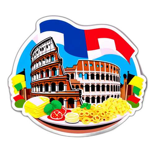 Scenisk klistermärke med Colosseum i Rom