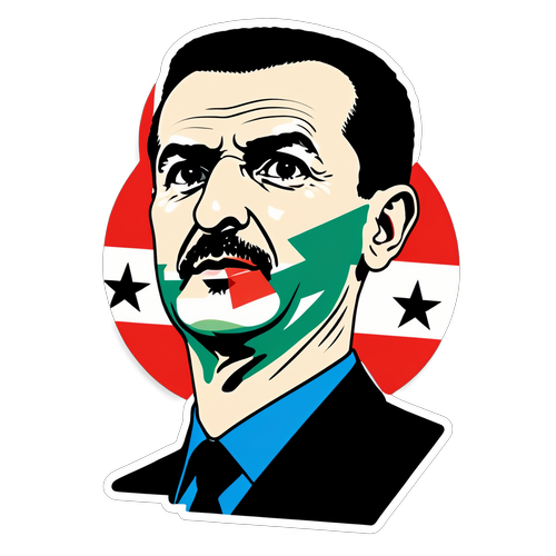 Autocollant de Bashar al-Assad avec le drapeau syrien