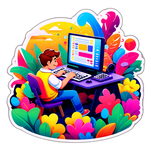 楽しくタイピングするキャラクターのデザイン