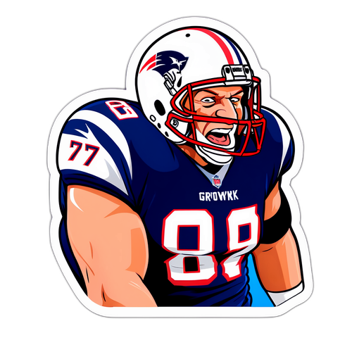 Cartoon-Style Illustration of Rob Gronkowski Celebrating a Touchdown