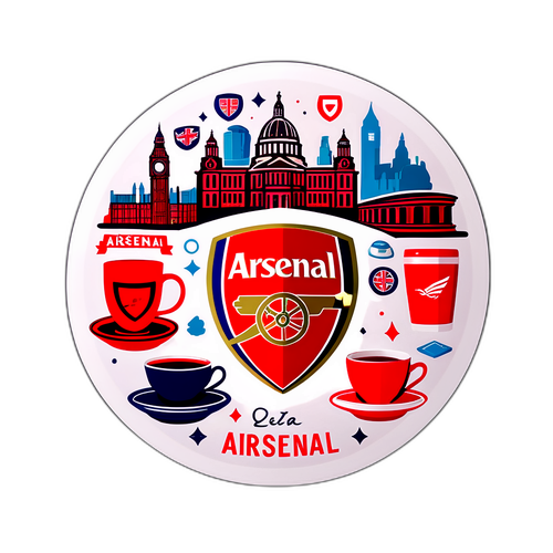 Arsenal logo s prvky londýnské kultury