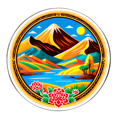 新疆自然美景与民族文化结合的贴纸
