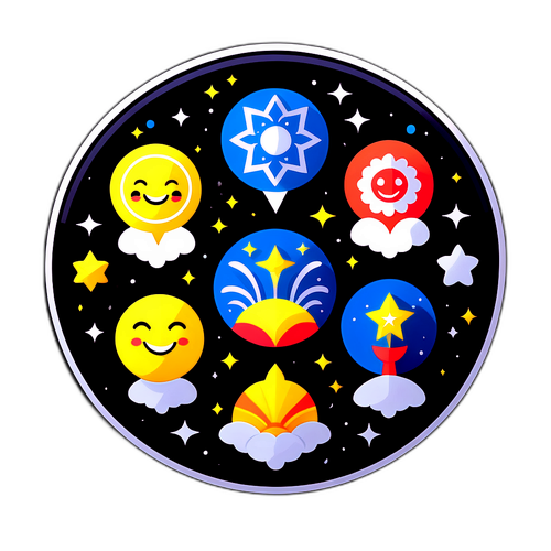 Минималистичная наклейка с символами счастья и успеха, связанными с гороскопом