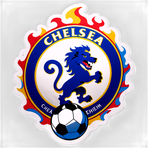 Sticker Logo Chelsea dengan Bola Sepak Energetik