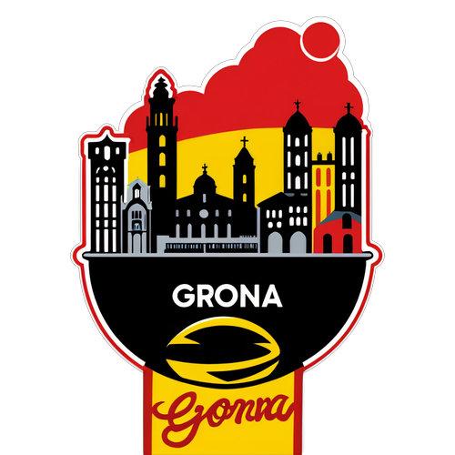 Girona'nın Silueti ve Futbol Sıyahı Sticker