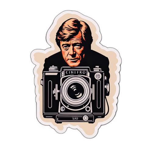 Kunstnerisk klistremerke med retro filmkamera