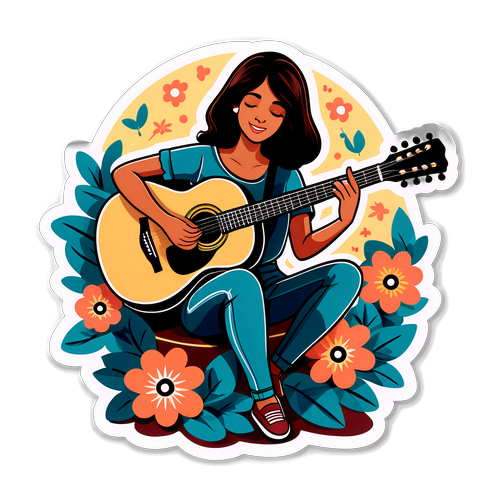 Ilustración de Leticia Bredice tocando la guitarra