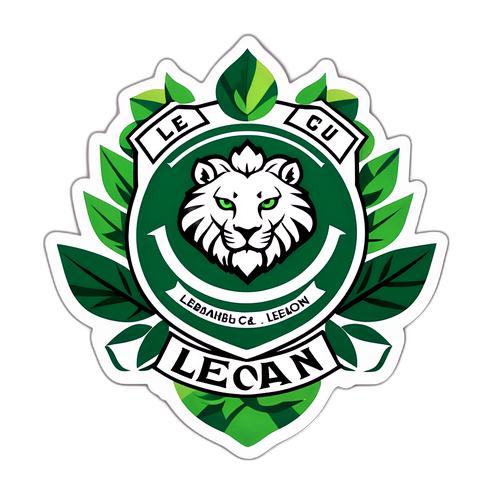 Emblem Klub León dengan Daun Hijau dan Putih