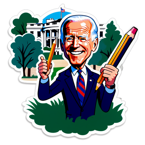 Karikatyyri Joe Bidenistä tulevaisuuden lainaa suunnittelemassa
