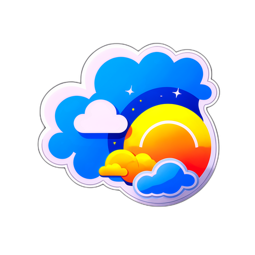 Biểu tượng nhiệt độ với hình ảnh mặt trời và mây