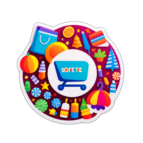 Eğlenceli Alışveriş Temalı Çıkartma