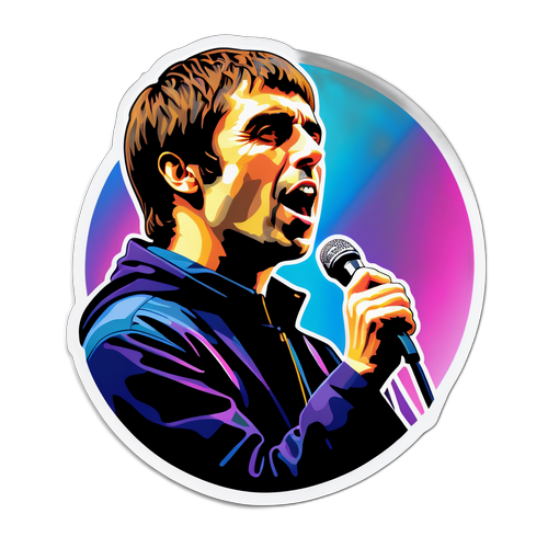 Autocollant de Liam Gallagher chantant sur scène
