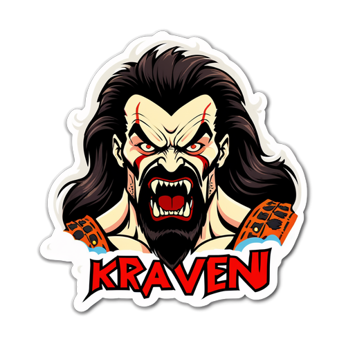 Ilustrace pro nálepku zaměřenou na hororový film Kraven