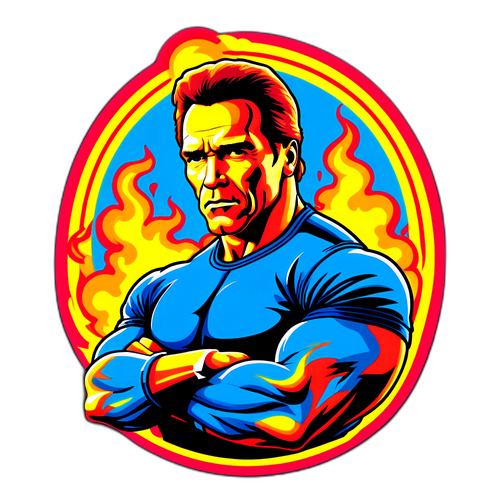 Arnold Schwarzenegger jako akční hrdina v stylizovaném umění