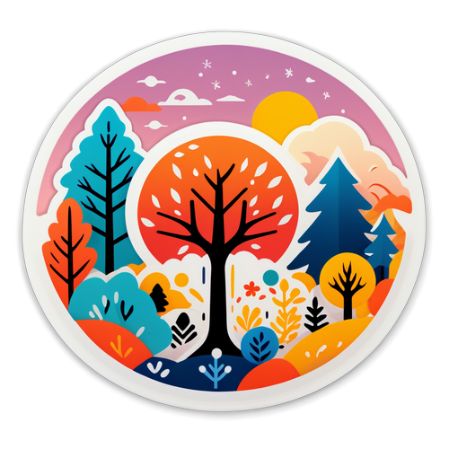 En Mysig Klistermärke Inspirerad av Four Seasons