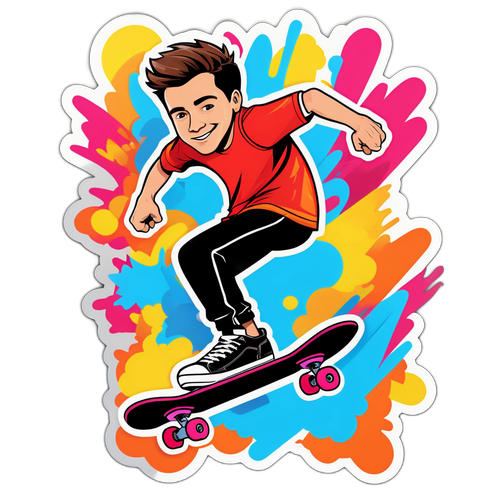 Gavin McKenna med skateboard och graffiti bakgrund