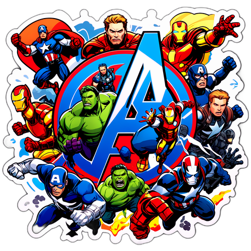 Logo degli Avengers con scene d'azione