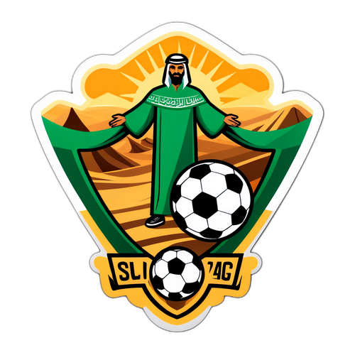 Rekaan Abstrak Gurun Arab Saudi dan Elemen Bola Sepak