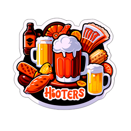 フータースロゴと美味しそうな料理とビールのデザイン