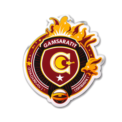 Fotball-tema klistremerke med Galatasaray-design og fyrverkeri