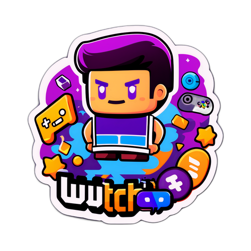 Весела наклейка з логотипом Twitch
