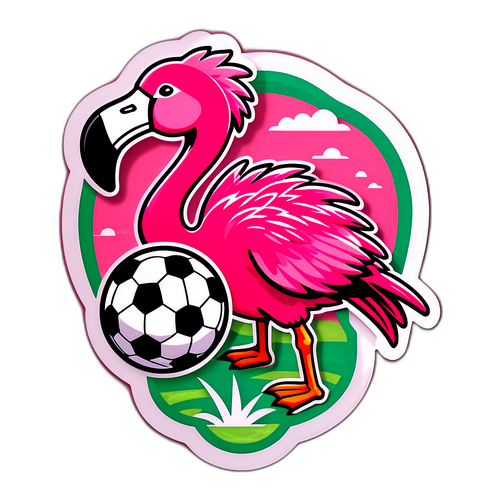 플라밍고 팀 마스코트 축구 스티커