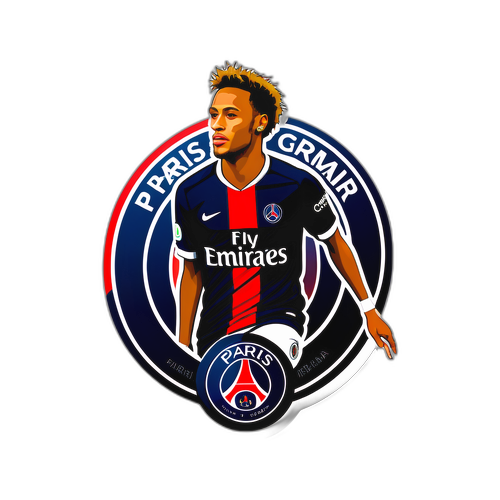 สติ๊กเกอร์โลโก้ของปารีส แซงต์-แชร์กแมงพร้อมกับภาพของเนย์มาร์