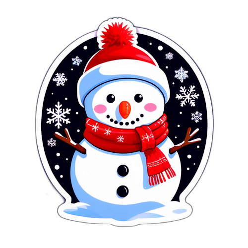 Adesivo di un Bambino di Neve Felice per il 25 Dicembre