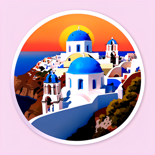 Pesona Santorini: Keajaiban Senja dengan Bangunan Putih dan Kubah Biru!