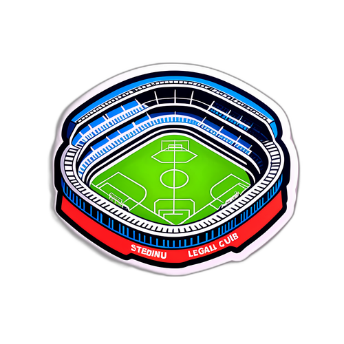 Un sticker cu design icon al unui stadion de fotbal