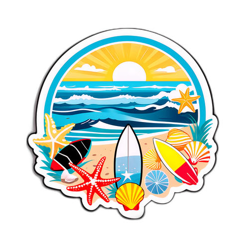 Tranquil Beach Scene Sticker