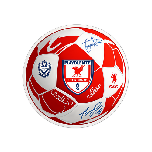 Visión artística de un balón de fútbol con las firmas de los jugadores de Independiente Petrolero