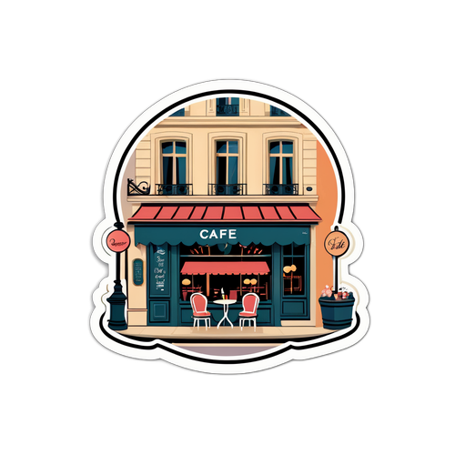 파리의 유명 카페를 배경으로 한 우아한 스티커 디자인