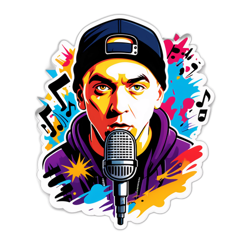 Sticker z ikoną Eminema w stylu graffiti