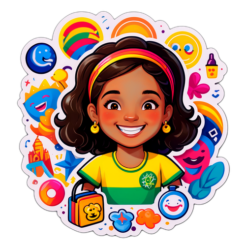 Desenho divertido de Bruna Brasil sorrindo