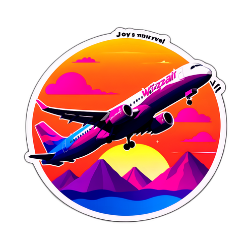 Wizzair repülőgép sziluett színes naplementében